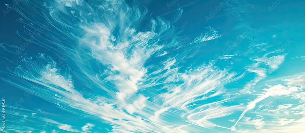 Aufkleber In the backdrop there is a serene blue sky adorned with delicate clouds and a vapour trail perfect for a copy space image