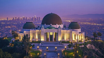 Griffith Observatory with its iconic dome and panoramic cityscape views.