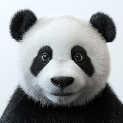 On a transparent background, a close-up of a giant panda can be seen