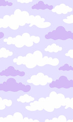 A pattern of purple and white clouds on a purple background