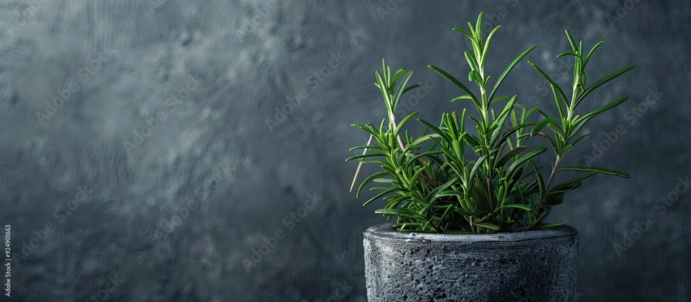 Poster fresh organic rosemary plant a fragrant herb adding flavor to dishes ideal for food preparation crea