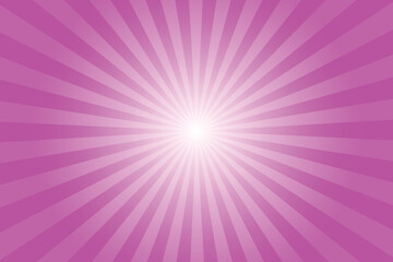 Obraz premium Abstract fuchsia red sunburst background with sun ray. Pattern of starburst. Texture with light of sunburst. Radial beam of sunlight. Retro background with flash. Design of sunbeams. Vector.