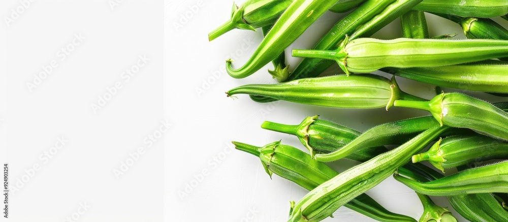 Aufkleber horizontal fresh okra on white background with copy space image