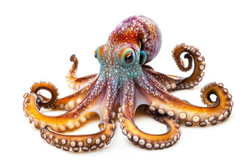 Fototapeta premium Octopus with textured skin and tentacles isolated on a white background.