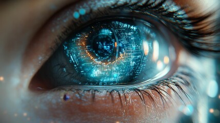 Futuristic eye with digital elements - generative ai