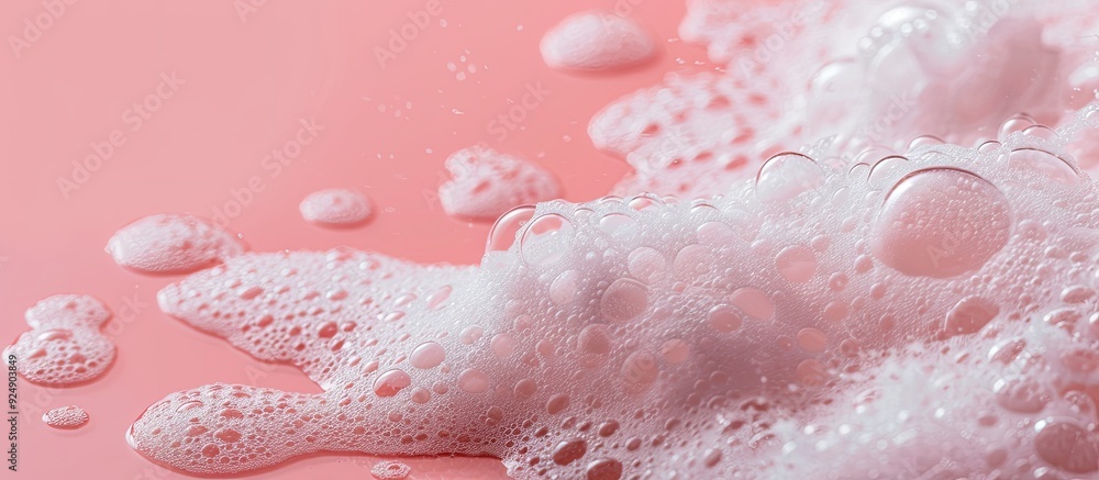 Poster Soft foamy texture displayed on a pink background showcasing the product with copy space image
