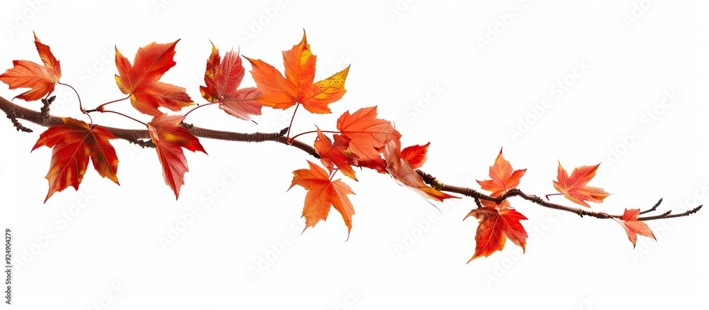 Aufkleber isolated on a white background an autumn maple branch with leaves provides copy space image