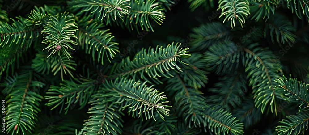 Fototapete High quality photo of a Christmas tree background with space for text or graphics. Creative banner. Copyspace image
