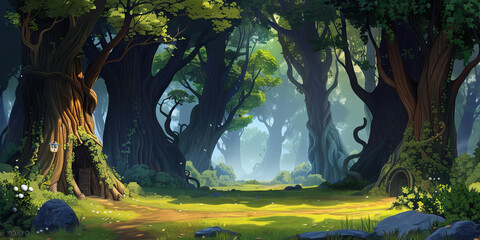 Fantasy Forest: An Enchanted Setting for Mystical Adventures - Picture a set that transports contestants to a mystical forest, complete with towering trees