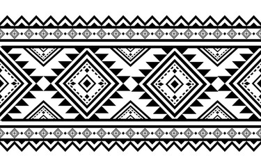 Ancient echoes Aztec geometric seamless patterns southwest Navajo Native American tribal ethnic black and white for textile printing