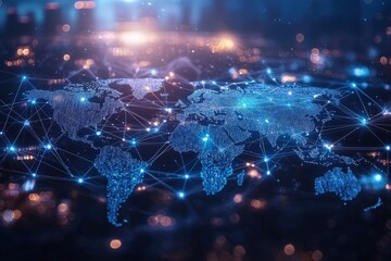 Global Digital Business Network Connection Illustration created with Generative AI