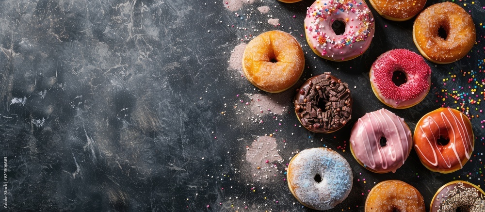 Aufkleber a tempting assortment of donuts to kickstart your day with attractive colors and presentation inviti