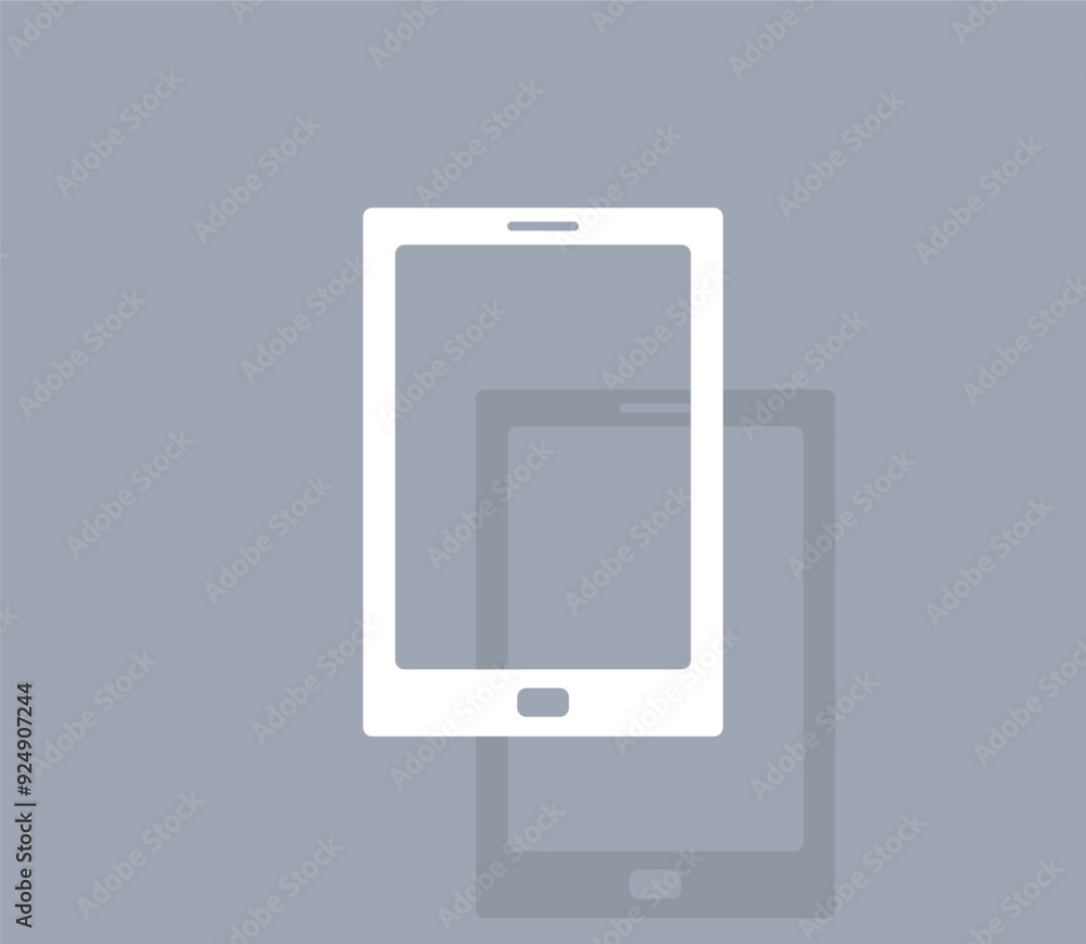 Poster vector icon of white color with shadow on gray background