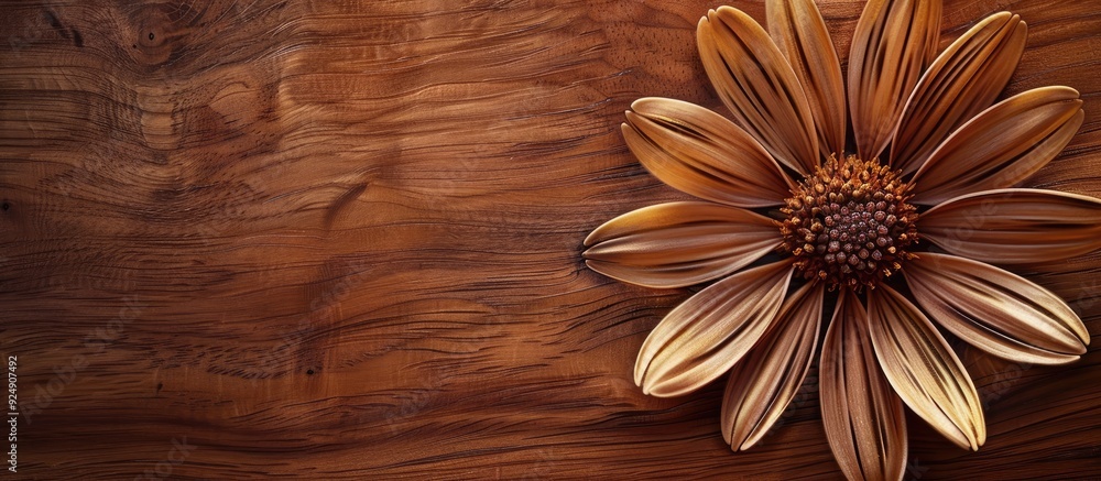 Poster A wooden daisy object with a stylish and decorative design on a copy space image