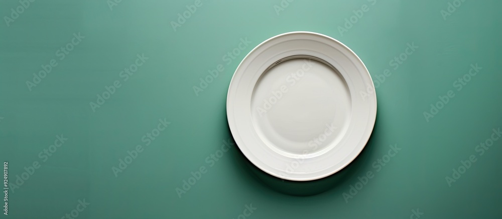 Leinwandbilder An overhead view of an empty plate on a table with a background perfect for a copy space image
