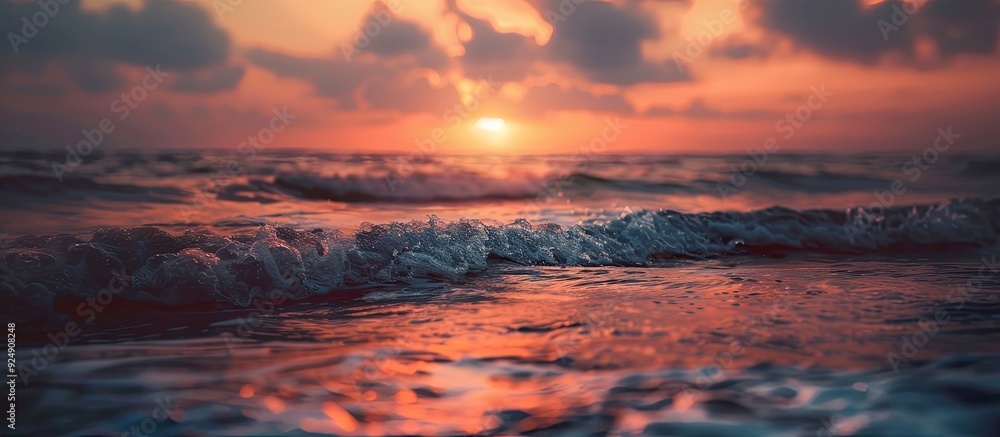 Aufkleber Sunset over the sea with a fuzzy background and room for a copy space image