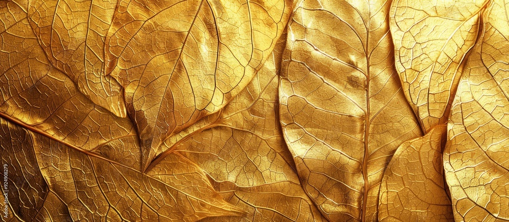 Poster background with a shiny golden leaf texture resembling gold foil perfect for copy space image