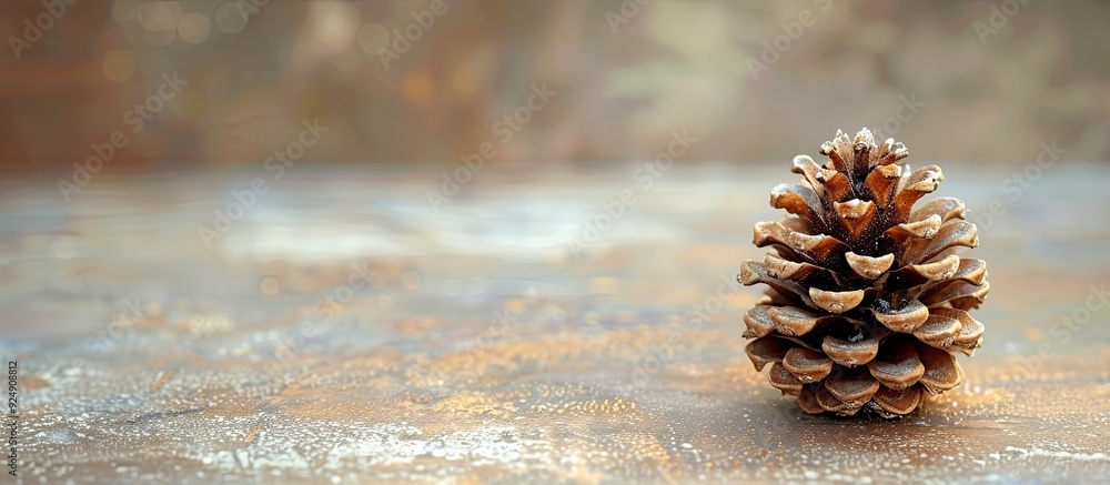 Sticker pine cone on a christmas themed copy space image