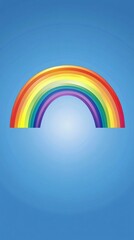 Obraz premium Colorful rainbow arc on a blue sky background.