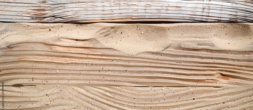 Poster sand background with copy space image showcasing wooden planks board
