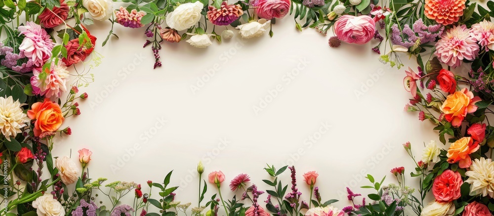 Aufkleber Floral border with a copy space image for displaying making it perfect for presentations