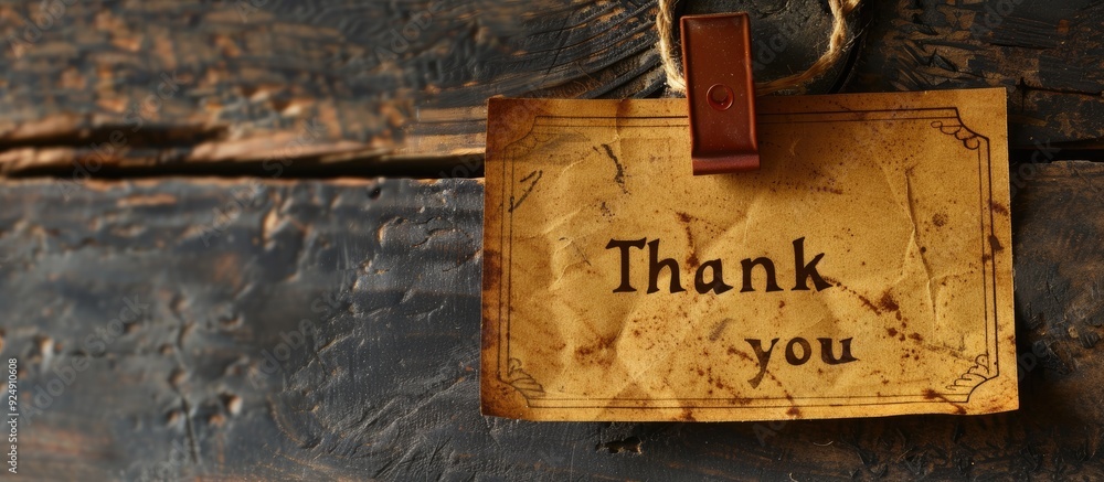 Aufkleber paper note with the words thank you on it amidst a copy space image