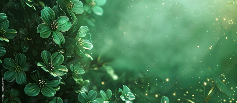 Poster green flower background with copy space image