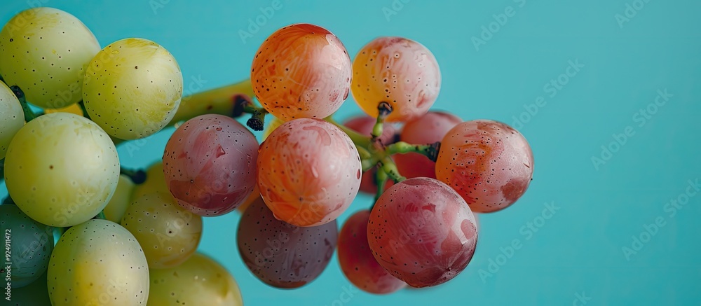 Aufkleber unripe grape bunch with odd man out in a copy space image