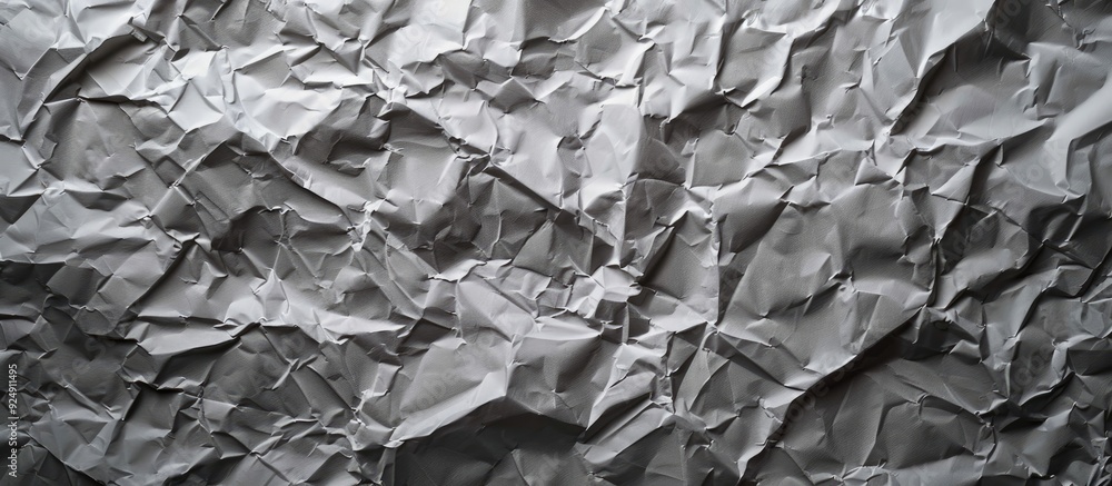 Fototapete Abstract grey crumpled paper creating textured background with copy space image