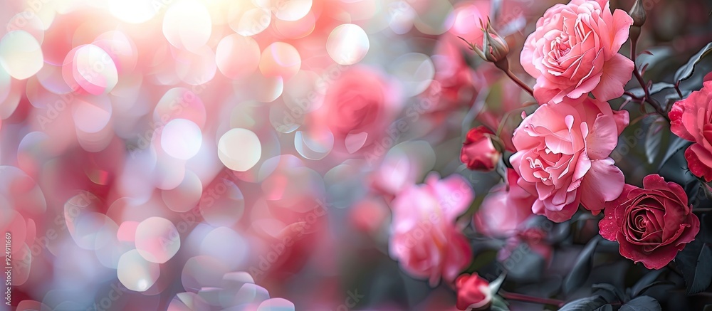 Aufkleber soft focused pink and red roses create a valentine s day themed backdrop with a blurred effect ideal