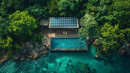 Solar Cells in an Eco-Friendly Resort: Solar cells powering a luxurious eco-friendly resort, with guests enjoying sustainable amenities.