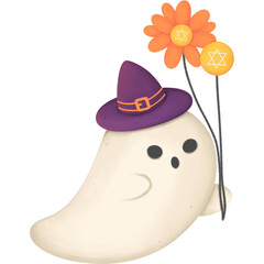 Ghost with balloon illustrations Clipart png file 