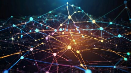 Digital technology background Network connection dots