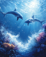 Obraz premium dolphins in the sea