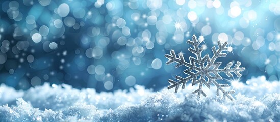 Festive Christmas greeting card featuring a snowy New Year symbol with snowflakes on a Noel themed background designed with ample copy space for your text