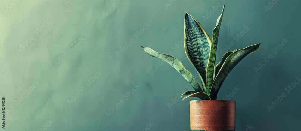 Aufkleber small sansevieria trifasciata in a pot photographed in full frame with copy space image