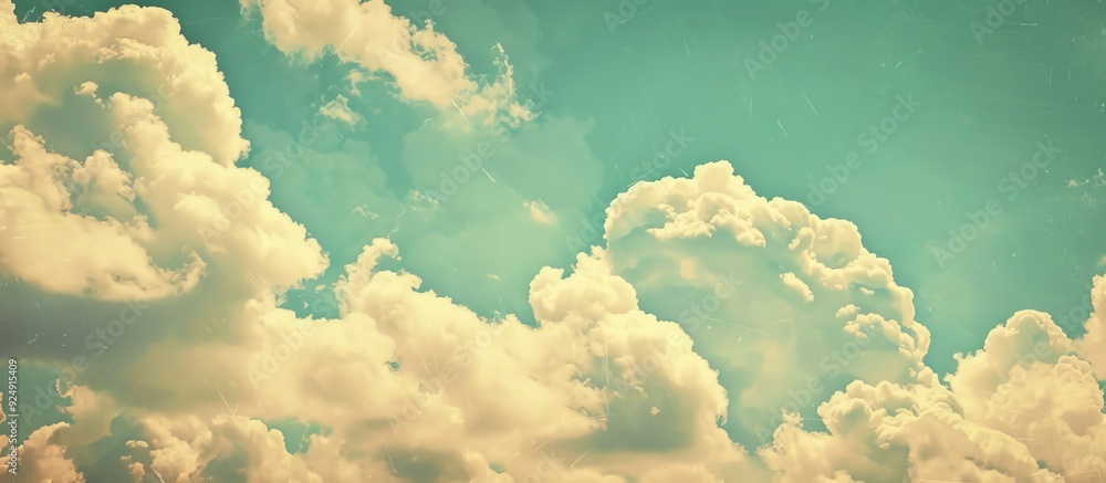 Aufkleber Vintage hipster background featuring a beautiful blue sky with fluffy white clouds ideal for adding text or images copy space image
