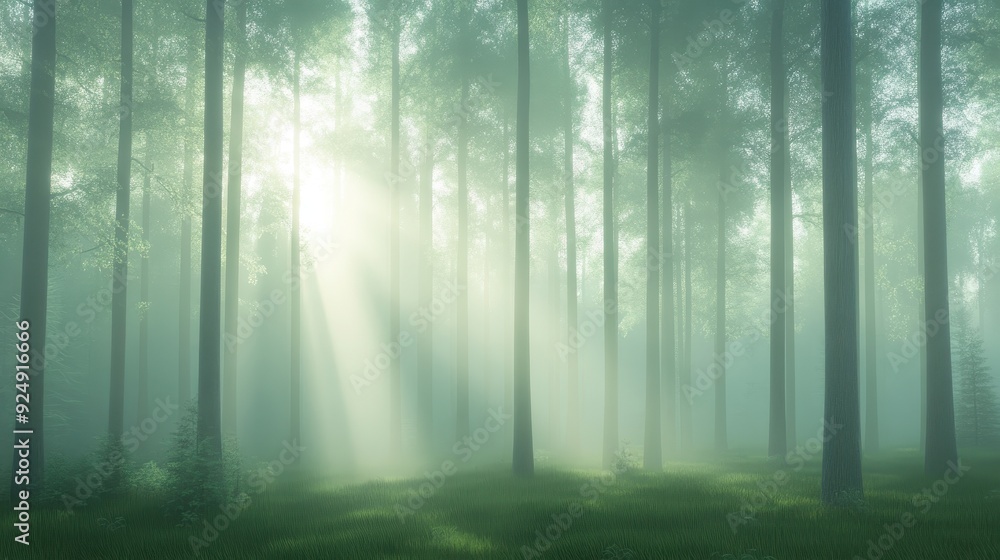 Canvas Prints a forest with trees and grass
