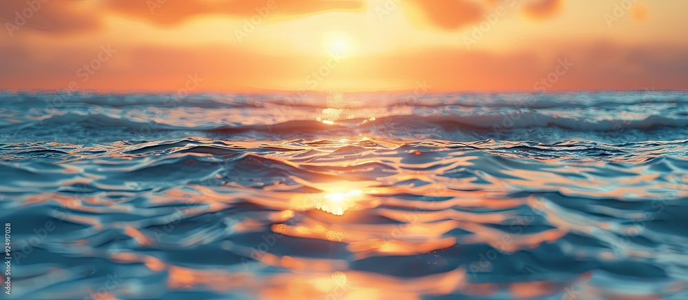 Aufkleber sunset over the sea with a fuzzy background and room for a copy space image