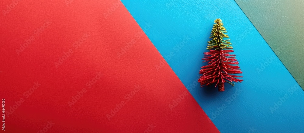 Poster festive christmas tree decoration on a colorful background ideal for holiday related copy space imag