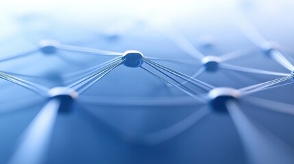 A blue background with a network of lines and dots