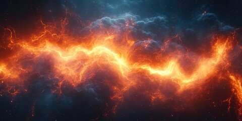 Abstract Cosmic Fire and Smoke with Starry Background