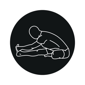 Janu Sirsasana (Head-to-Knee line icon. A man does yoga