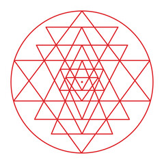 Sri Yantra hand drawn colour sketch for your design