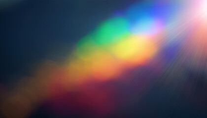 Fototapeta premium Abstract Vibrant Spectrum. Blurred Rainbow of Dynamic Light Streaks and Soft Glows on a Dark Background, Energy Movement Mystical Atmosphere. Banner Poster Background Wallpaper With Copy Space