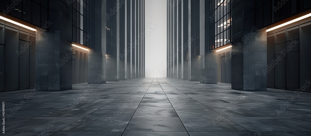 Poster skyscraper with empty floor and bright lights ideal for a copy space image