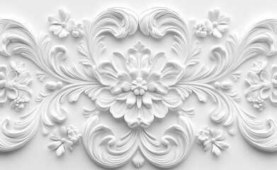 Fototapeta premium White flower pattern. Decorative stucco moulding on the wall or ceiling