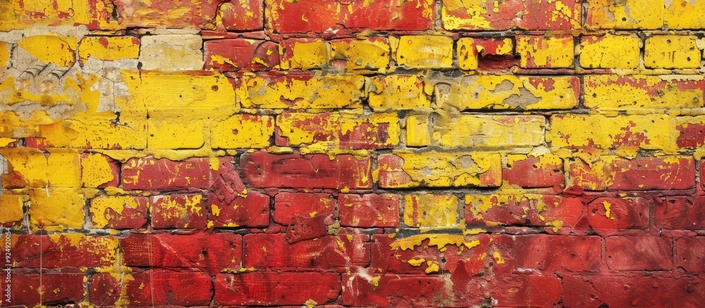 Aufkleber vintage red and yellow brick wall with a textured weathered surface ideal for text or design placeme