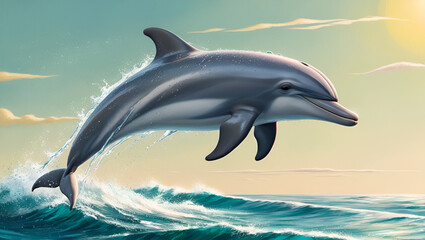 Fototapeta premium dolphin jump in the air. generated ai