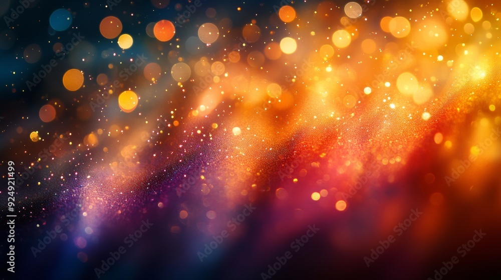 Poster abstract festive background with sparkling glittering bokeh lights and stars